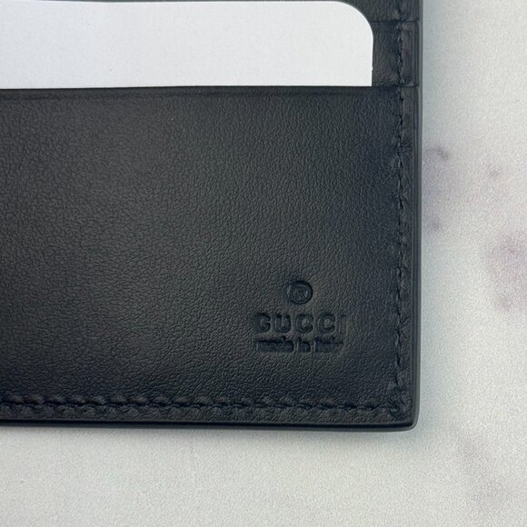 New Gucci Black & Gold Leather Bifold Wallet $380 Retail - Picture 5 of 7